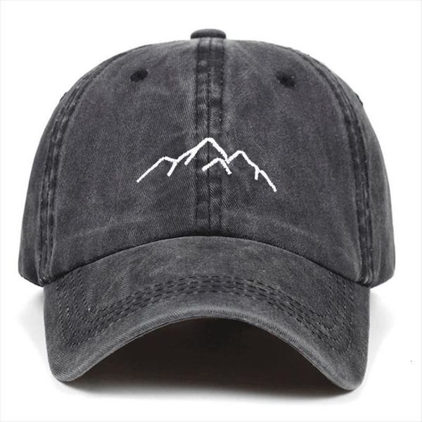 

mountain range embroidery mens womens baseball caps adjustable snapback washed dad hats bone garros, Blue;gray