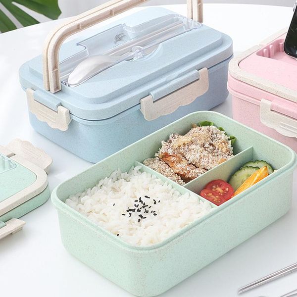 

dinnerware sets wheat straw lunch box can be microwave oven sealed students with a cover and graded fresh-keeping