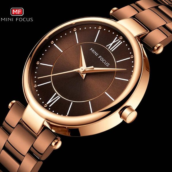 

wristwatches minifocus elegant dress brown women watch quartz clock stainless steel strap minimalist ladies wrist watches, Slivery;brown