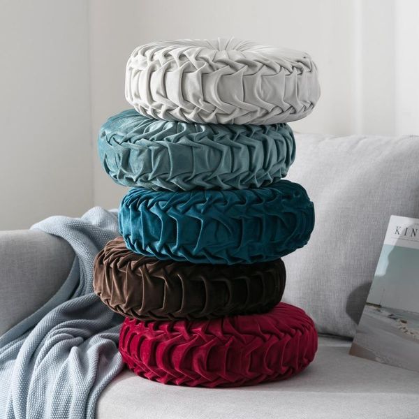

pillow velvet pleated round pumpkin throw couch cushion floor decorative for home sofa chair bed car