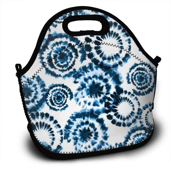 

lunch bag ink textured japanese tie dye insulation cold thermal convenient leisure organizer, Blue;pink