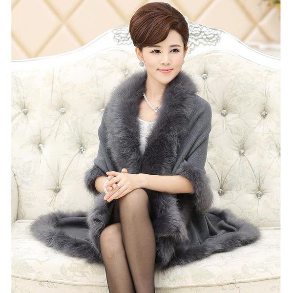

women's fur & faux fashion women coat black white long wool cashmere cardigan poncho knitted sweater scarves 12 colors