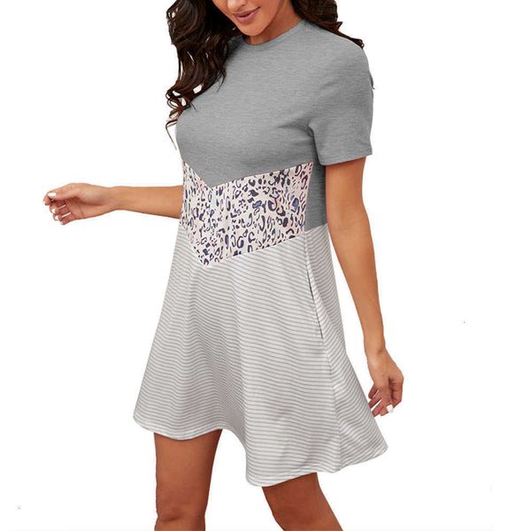 

spring casual dresses 2021 and summer women's short sve leopard drs, Black;gray