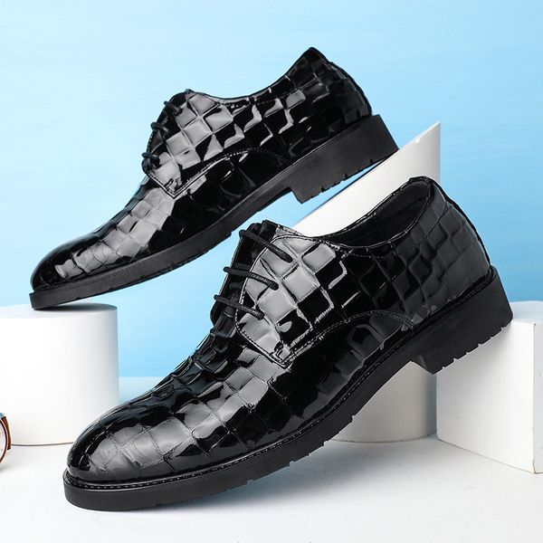

dress shoes brand classic man pointed toe mens patent leather black wedding oxford formal big size pdzl