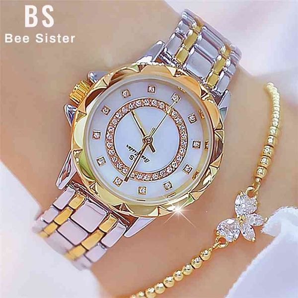 Алмазные женские часы роскошный бренд элегантные дамы часы роза золотые часы для женщин Relogio Feminino 210527