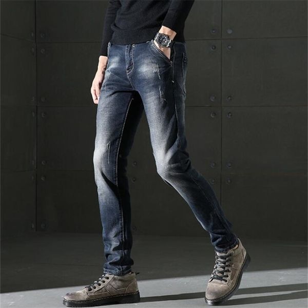 

casual stretch slim jeans for men discount long pants trousers 210317, Blue