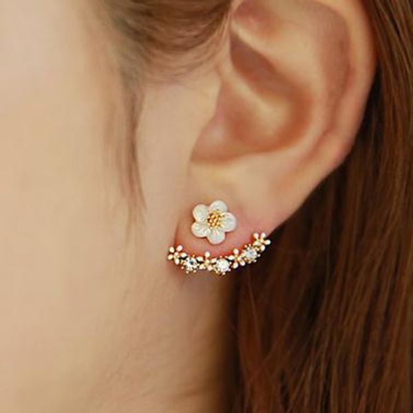 

fashion jewelry cute cherry blossoms flower stud earrings for women several peach blossoms earrings, Golden;silver