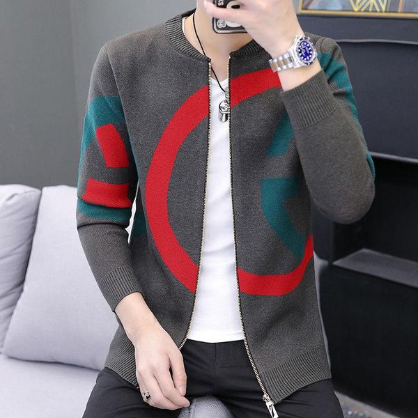 

men's sweaters knit cardigan fall 2021 sweater jacket slim business casual, White;black