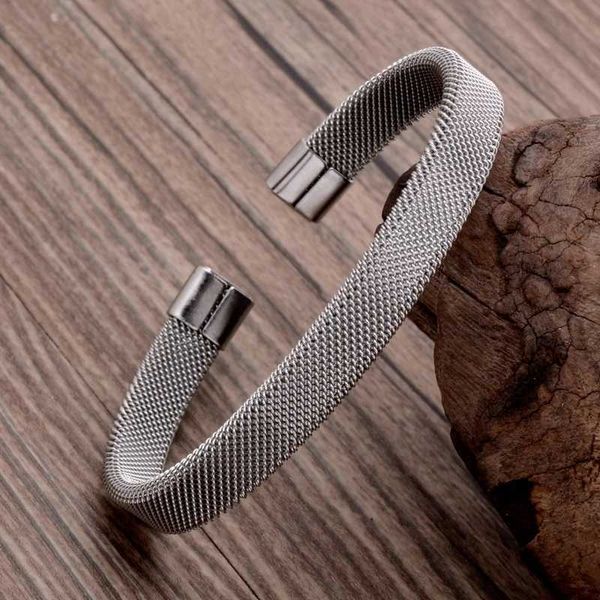 

gift for girlfriend steampunk new luxury stainless steel ladies bracelet golden hollow opening junk aesthetic jewelry bracelet q0719, Black