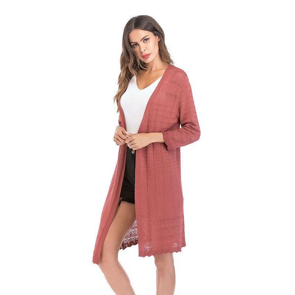 

women's vests loose coat 2021 knitting upper garment solid color long sleeve fashion lattice cardigan shawl women, Black;white