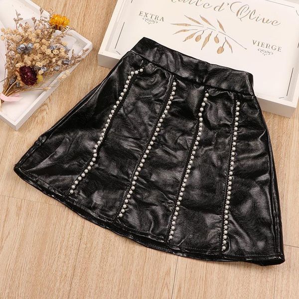 

skirts girls toddler pu leather skirt with pearl beads fashion cool baby girl's princess clothing little children wear, Blue