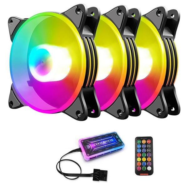 

fans & coolings coolmoon 3pcs cooler 12cm rgb computer cooling fan silent gaming case pc radiator cpu with remote controller