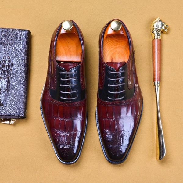 

dress shoes oxford mens formal business lace-up full genuine leather office wedding social for men a143, Black