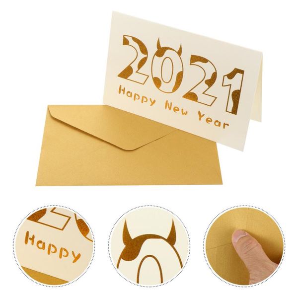 

greeting cards 10pcs gold gilding with envelopes year blessing message