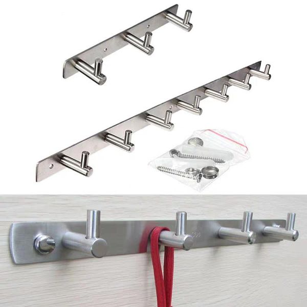 

robe hooks stainless steel stick 3/4/5/6/7/8 coat hat clothes holder rack hook wall hanger mounted