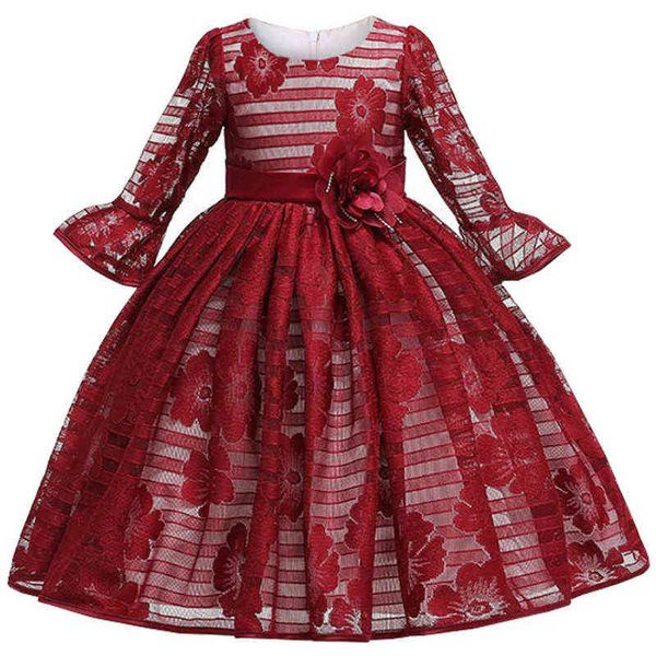 

flower girls princess wedding party lace dresses baby christmas new years eve dress children kids prom gown vestidos clothing g1129, Red;yellow