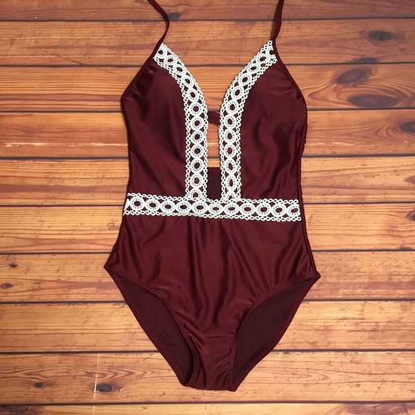 

new one piece triangle lace swimsuit women bikini, White;black