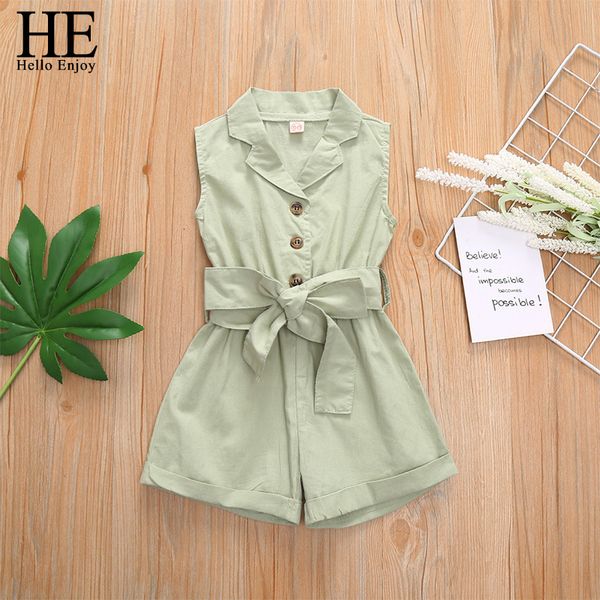 

girl's dresses baby girl clothes summer new sleeveless solid color overalls romper button jumpsuit one-piece outfit casual set d6u, Red;yellow