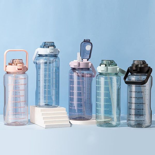 

water bottles & cages yiben zunshang large capacity space cup men's and women's 2000ml graduated outdoor straw sports plastic kett