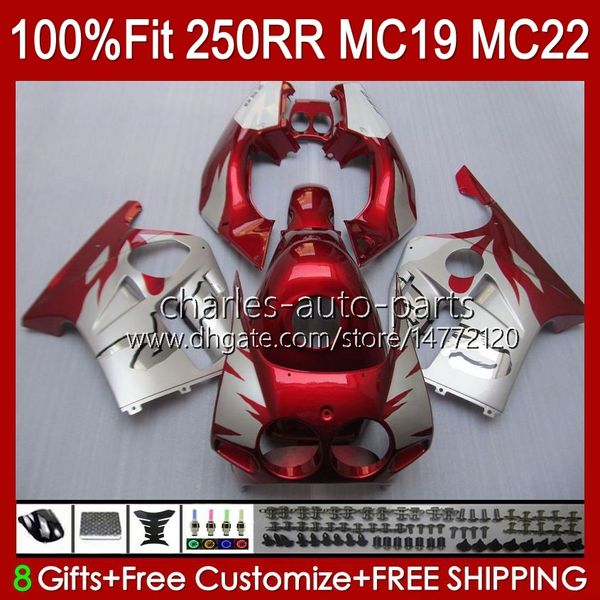 Corpo stampo ad iniezione per HONDA CBR 250RR 250 RR CC 250R CBR250RR 88 89 112HC.1 CBR 250CC MC19 88-89 CBR250 RR CC 1988 1989 Kit carenatura completa OEM rosso argento stock