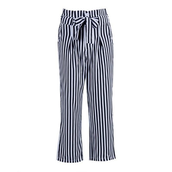 

women's pants & capris fashion women ol pencil trousers skinny stretch slim high waist striped wide leg, Black;white