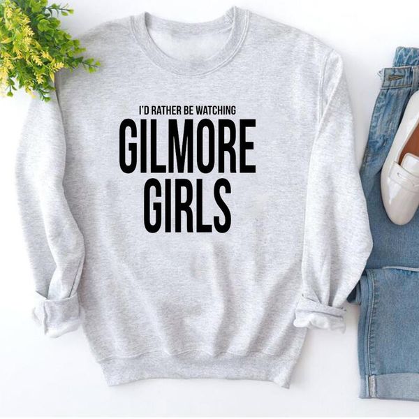 

i'd rather be watching gilmore girls tv shows graphic sweatshirt women long sleeve fans slogan pullovers jumpers women's hoodies, Black