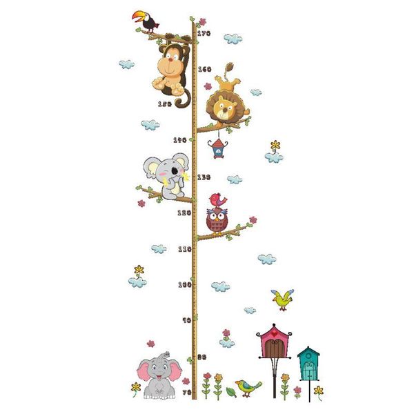 

hair accessories cartoon animal kids height measure decal removable diy kindergarten home room decoration, Slivery;white