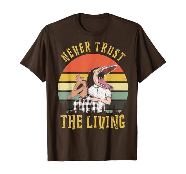 

never trust the living retro vintage sunset tshirt, White;black