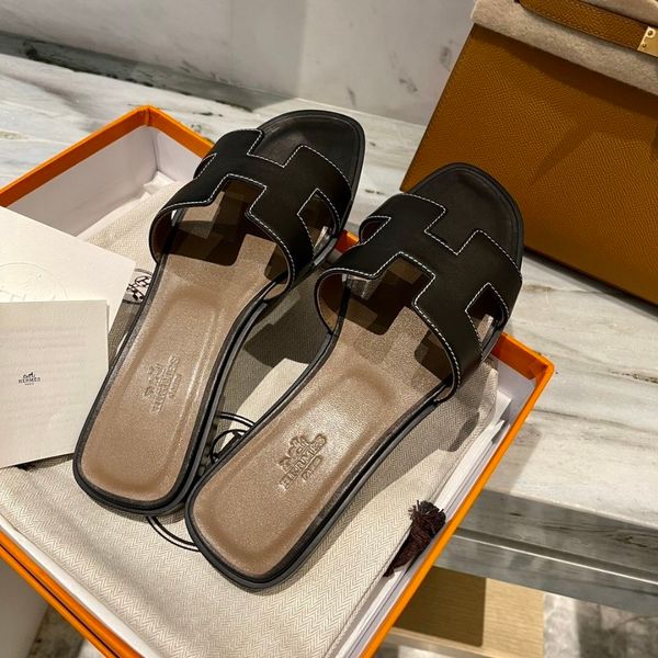 

slipper leather h slippers women's summer flat bottomed beach shoes flip flop leisure cool slippers fashion slippers 2020h net red slip, Black