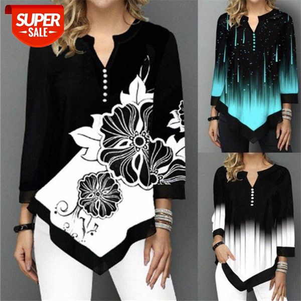 

[in stock]plus size women's style european and american fashion v-neck irregular chiffon hem loose t-shirt women #yu9v, White