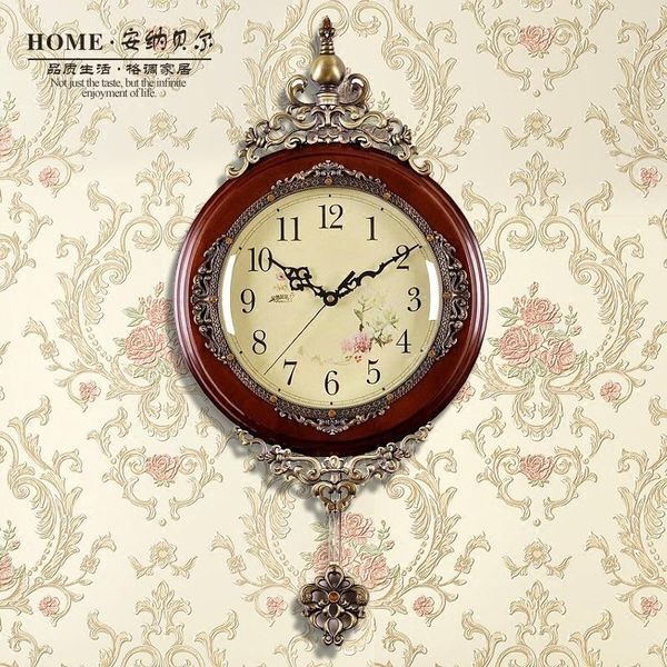

wall clocks wooden clock vintage living room decoration solid watches home decor metal accessories mute creative luxury