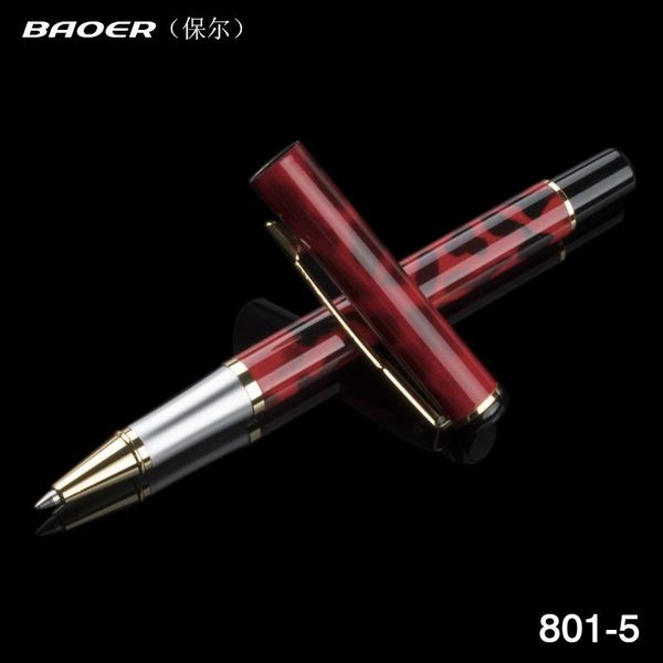 

gel pens high grade baoer 801 red black point roller ball pen business gift ink 0.5 mm refill signature with box