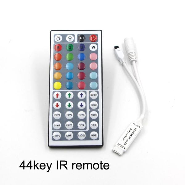 

controllers 8 light mode 44key mini led rgb controller color control ir remote dimmer 5-24v for smd3528 strip lights