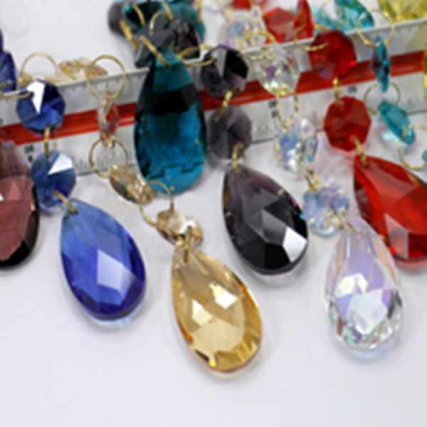 

8pcs/lot (105mm) multicolor crystal glass chandelier pendants ( 38mm angel tear with 3pcs 14mm octagon beads )