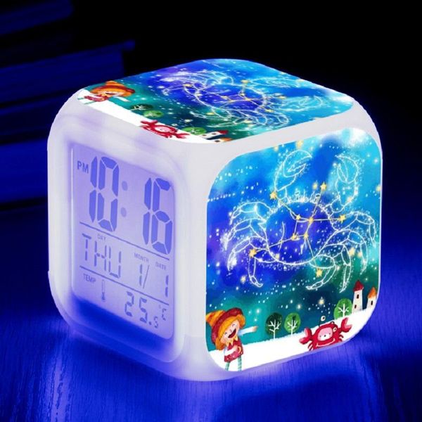 

modules colorful color changing square clock 12 constellation diagram led digital creative personalized gift small alarm