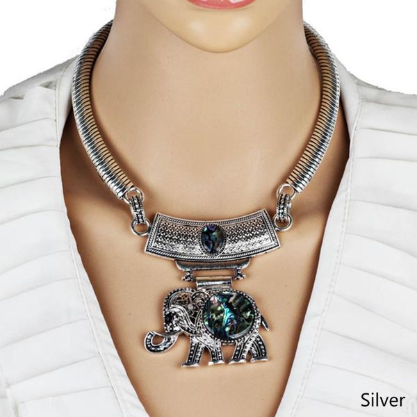 

vintage silver color elephant pendant necklace chain jewelry gift necklaces