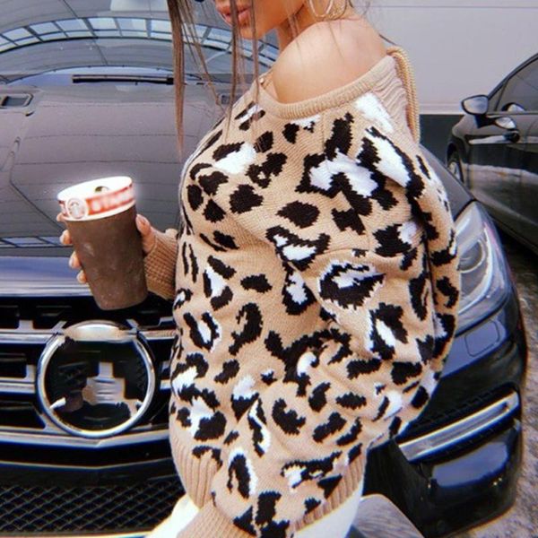 

women's sweaters autumn fashion leopard print sweater pullover elegant women hollow tie-up backless casual loose knitted streetwear, White;black