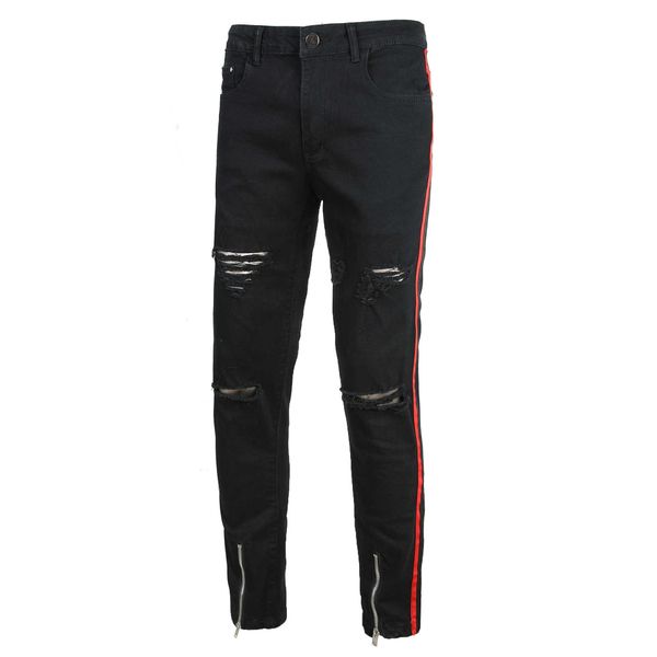 

korean style slim stretch plus size fashion trousers straight black jeans men diamond light color x0621, Blue