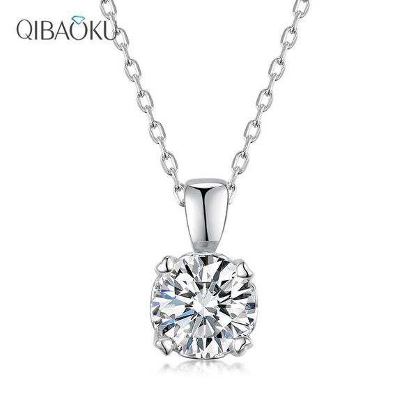 

6.5mm ef round moissanite necklace diamond test passed 18k white gold plated luxury 925 silver jewelry gift chains
