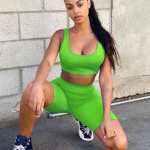 

two piece dress women sets lady outfits shorts sleeveless sweat-absorbent two-piece suit femme, White