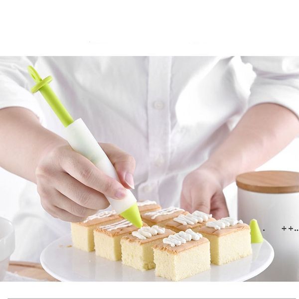 Penna per scrivere alimenti in silicone Torta al cioccolato Biscotto Dessert Marmellata Scrittura Penna per decorare Crema Glassa Tubazioni Accessori da cucina RRB11569