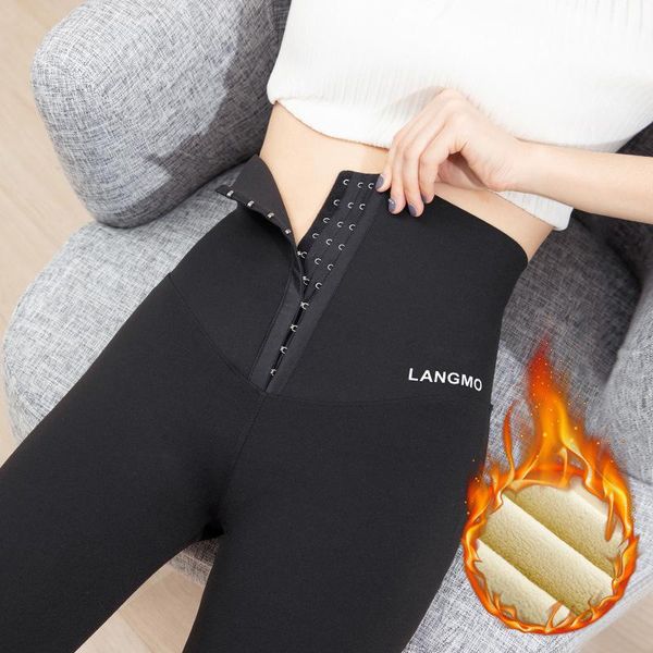 

yoga outfits autumn winter thermal black 10 buckles workout leggings high waist women pants tights sports, White;red