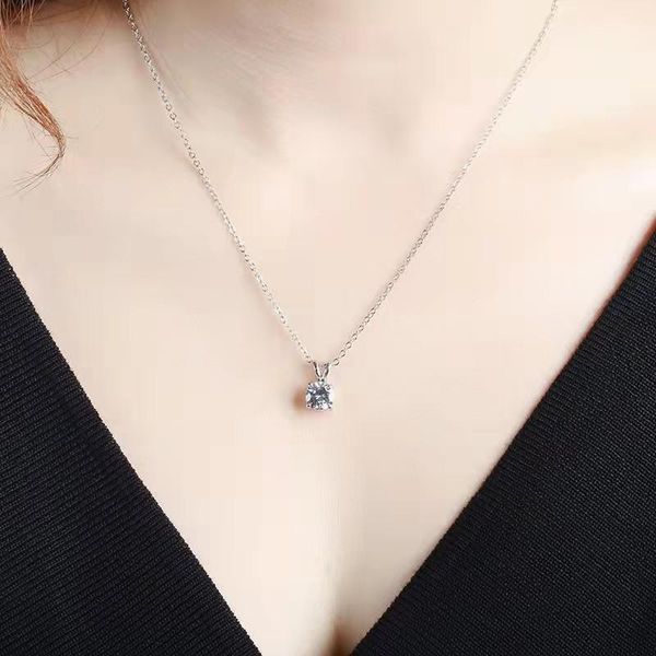 

pendant necklaces simple and stylish temperament zircon necklace women, Silver