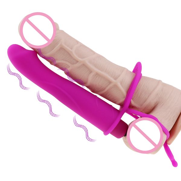 yutong Silicone Doppia Penetrazione Pene Vibratore Strap on Dildo Plug anale Massaggio prostatico natura Giocattoli per uomini natureo