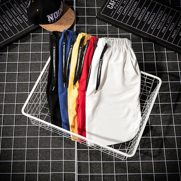 

mens short summer solid color mens pants beach breathable quick drying casual pants, White;black