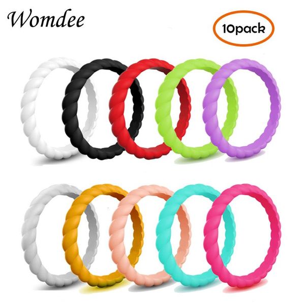 

wedding rings 10 4-10 hypoallergeen gevlochten siliconen ringen flexibele rubber vinger ring engagement klassieke eenvoudige, Slivery;golden
