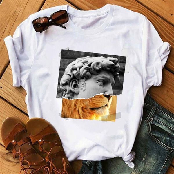 

michelangelo ulzzang femme vintage harajuku women 90s aesthetic graphic tee, White