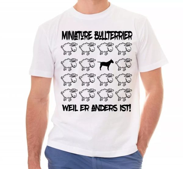

Miniature Bull Terrier Unisex T-Shirt Black Sheep Men Dog Dogs Motif Bully, Mainly pictures