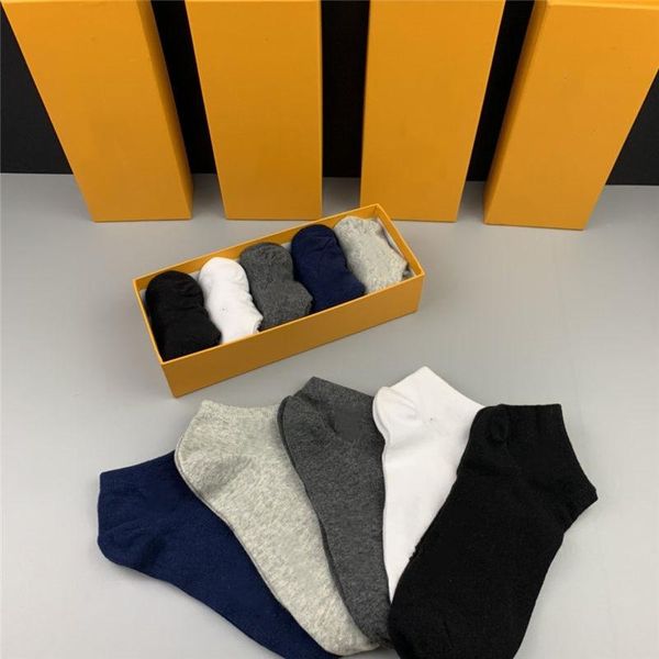 

2021 designer mens womens socks five brand luxe sports winter mesh letter printed cotton man femal with box for gift, Black