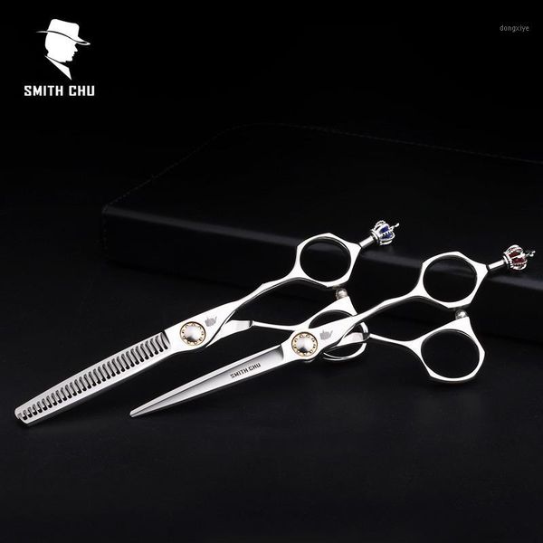 

smith chu crown xl156 6 inch 440c stainless professional salon barbers thinning scissors hairdress sets1